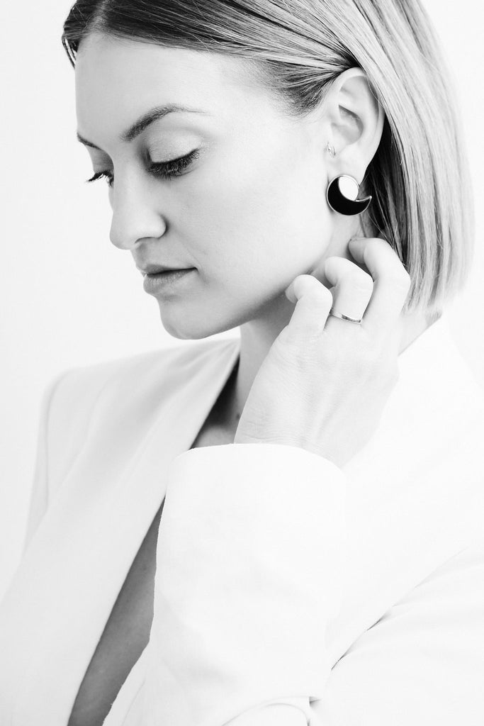 Black and white Cocktail Moon Earrings by MISIA MAE