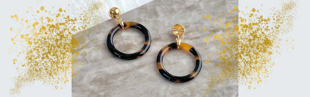 tortoiseshell earrings in brunette from the Audrey collection by Misia Mae