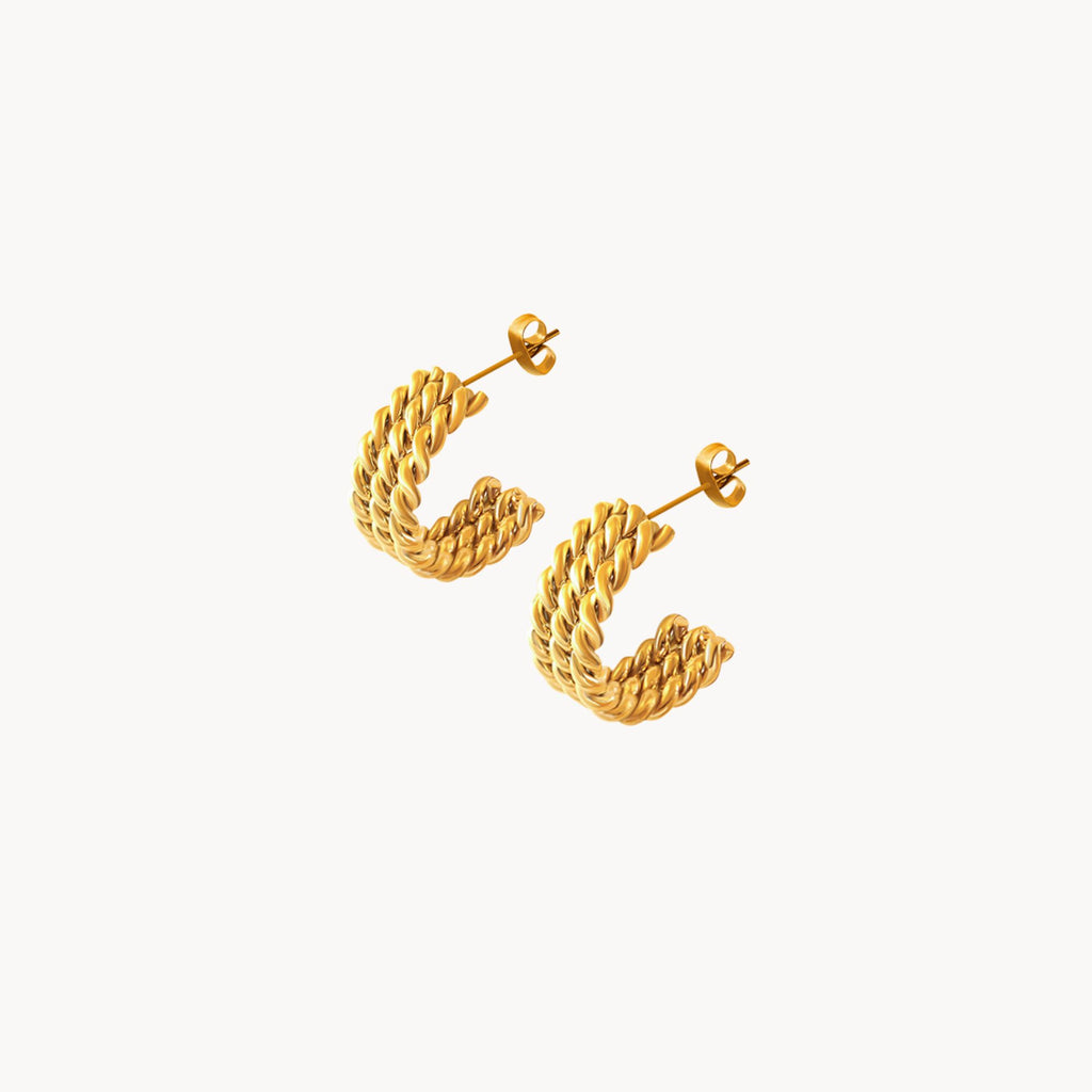 Twisted rope gold earrings - Misia Mae London