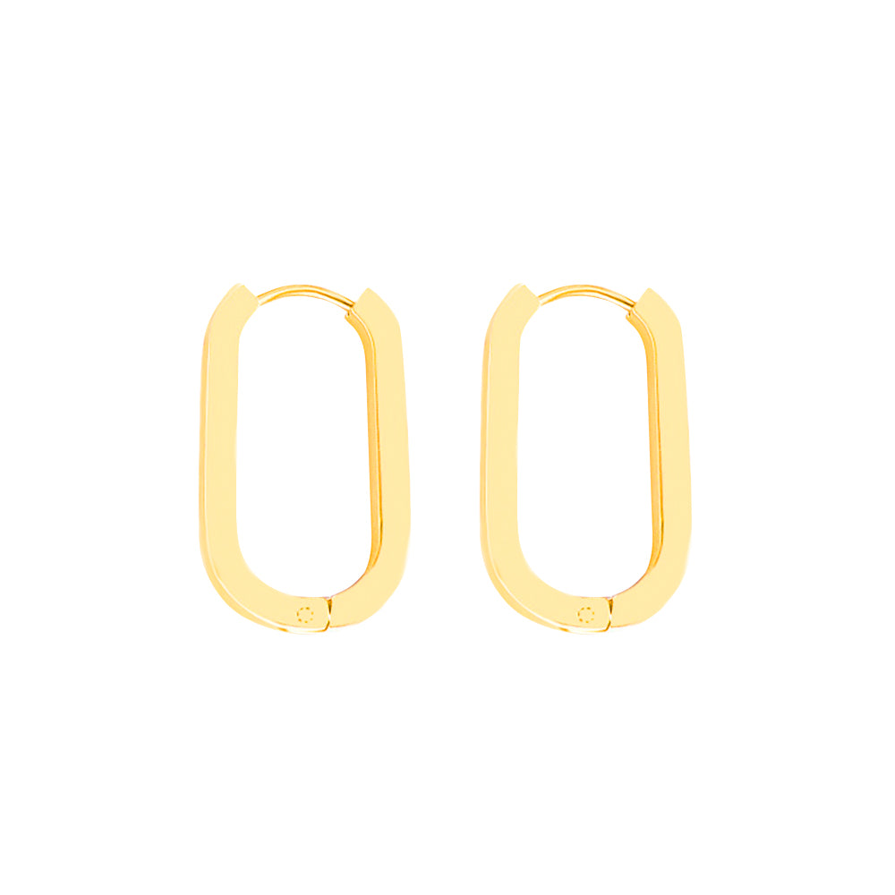 Gold oval earrings on a white background from the Zoe collection by Misia Mae