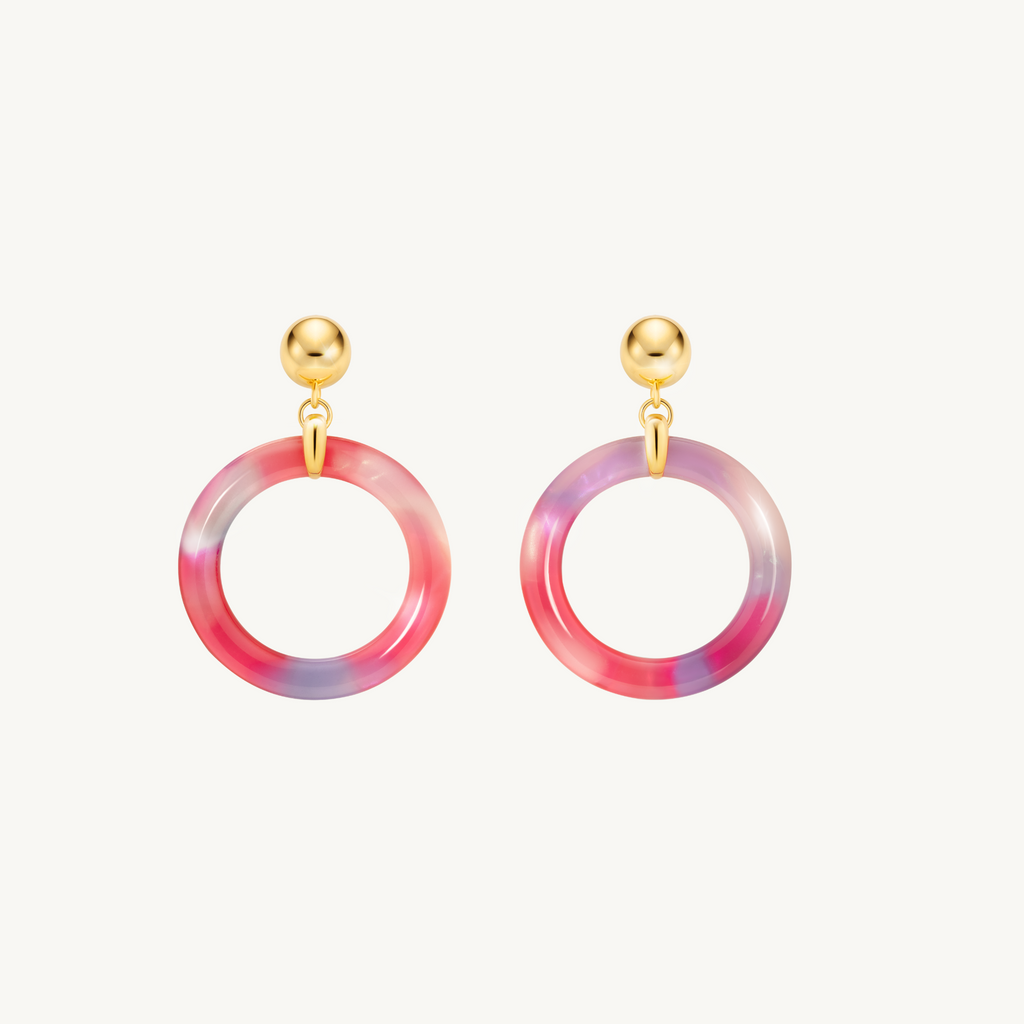 Party earrings - pink tortoiseshell hoop earrings by Misia Mae