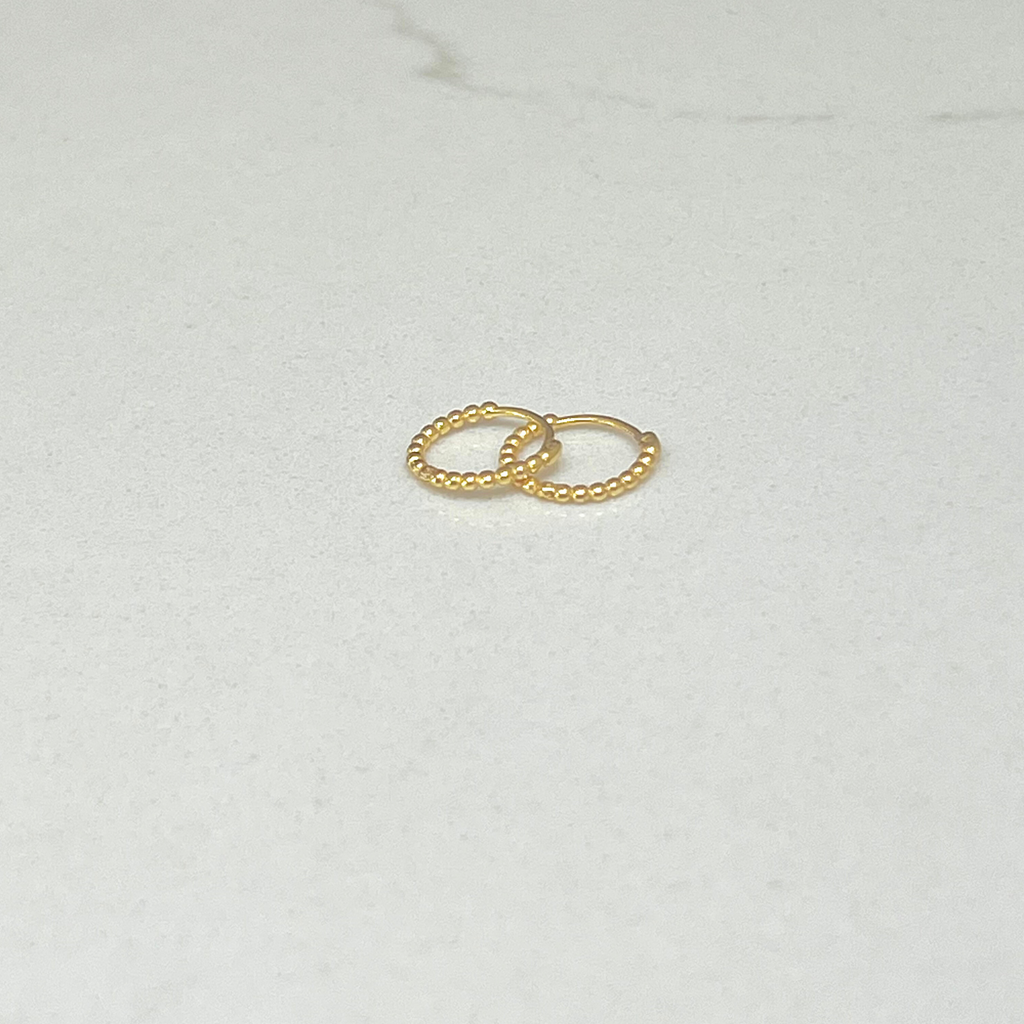 gold beaded mini hoop earrings