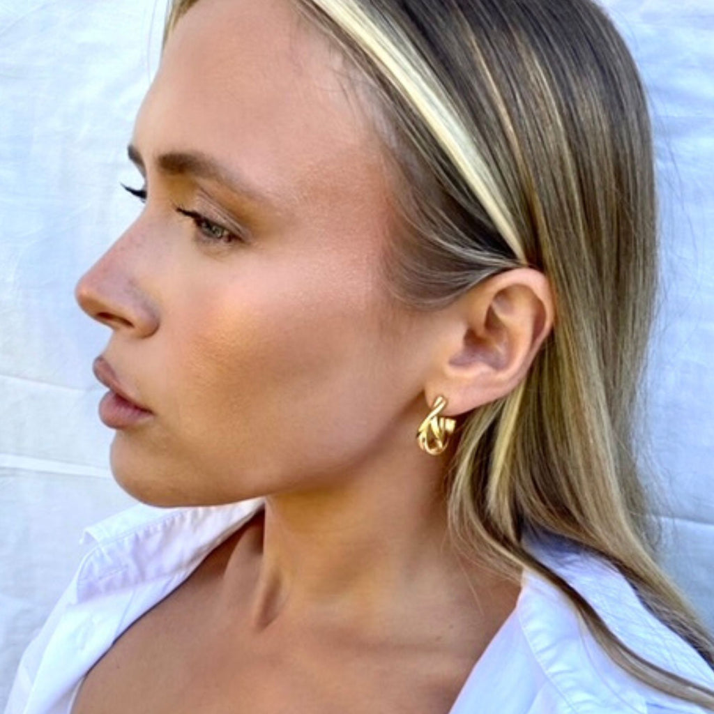Gold twisted hoop earrings - Misia Mae London
